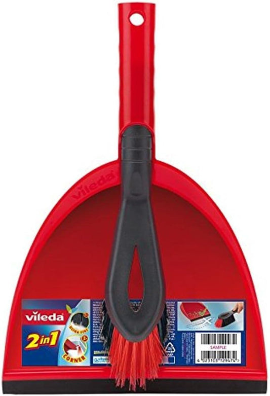 Vileda Dustpan and Brush Set, Red