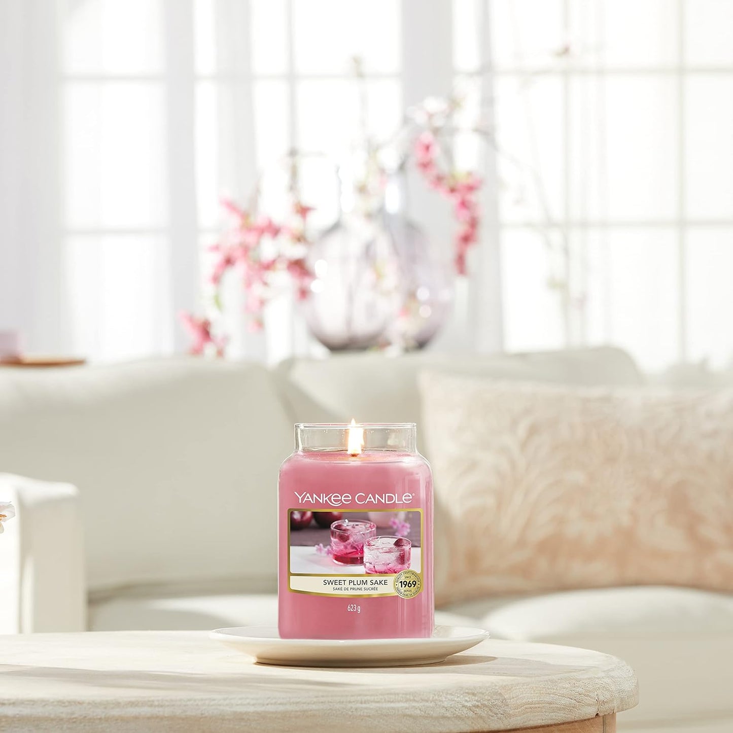 Yankee Candle Scented Candle | Sweet Plum Sake Large Jar Candle | Sakura Blossom Festival Collection | Burn Time: Up to 150 Hours | Great for Gifting