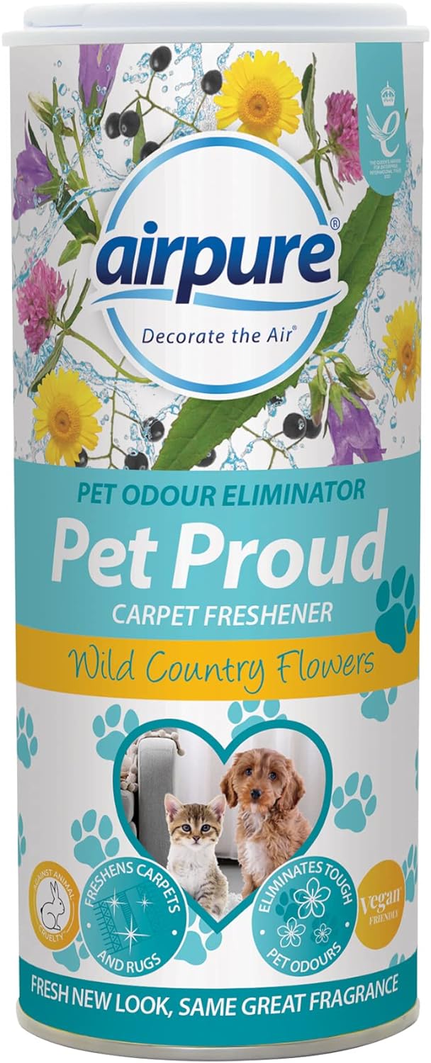 Airpure PET Proud Carpet Freshener, Odour Eliminator, Flowers Fragrance, White (Pack of 6)