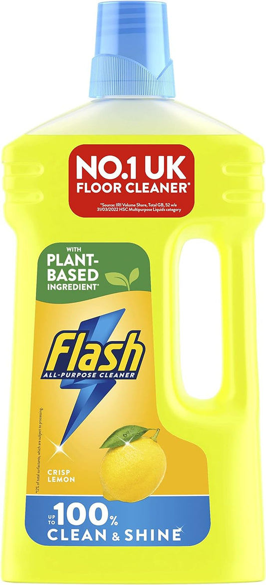 Flash Multipurpose Floor Liquid Cleaner Crisp Lemon 950ML. Up To 100% Dirt And Grease Removal