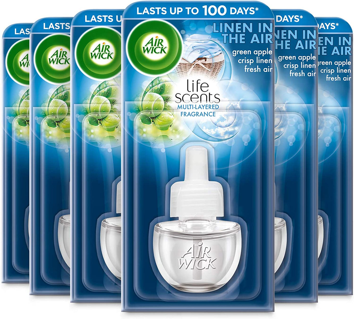 Air Wick Life Scents Air Freshener, Electrical Plug in Refill, Linen in The Air - 114ml (6 Refills x 19ml)