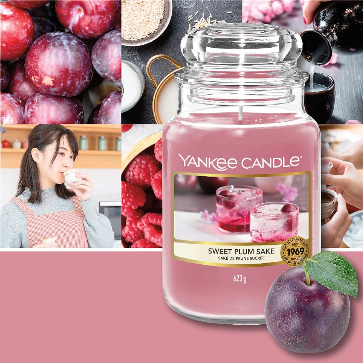 Yankee Candle Scented Candle | Sweet Plum Sake Large Jar Candle | Sakura Blossom Festival Collection | Burn Time: Up to 150 Hours | Great for Gifting