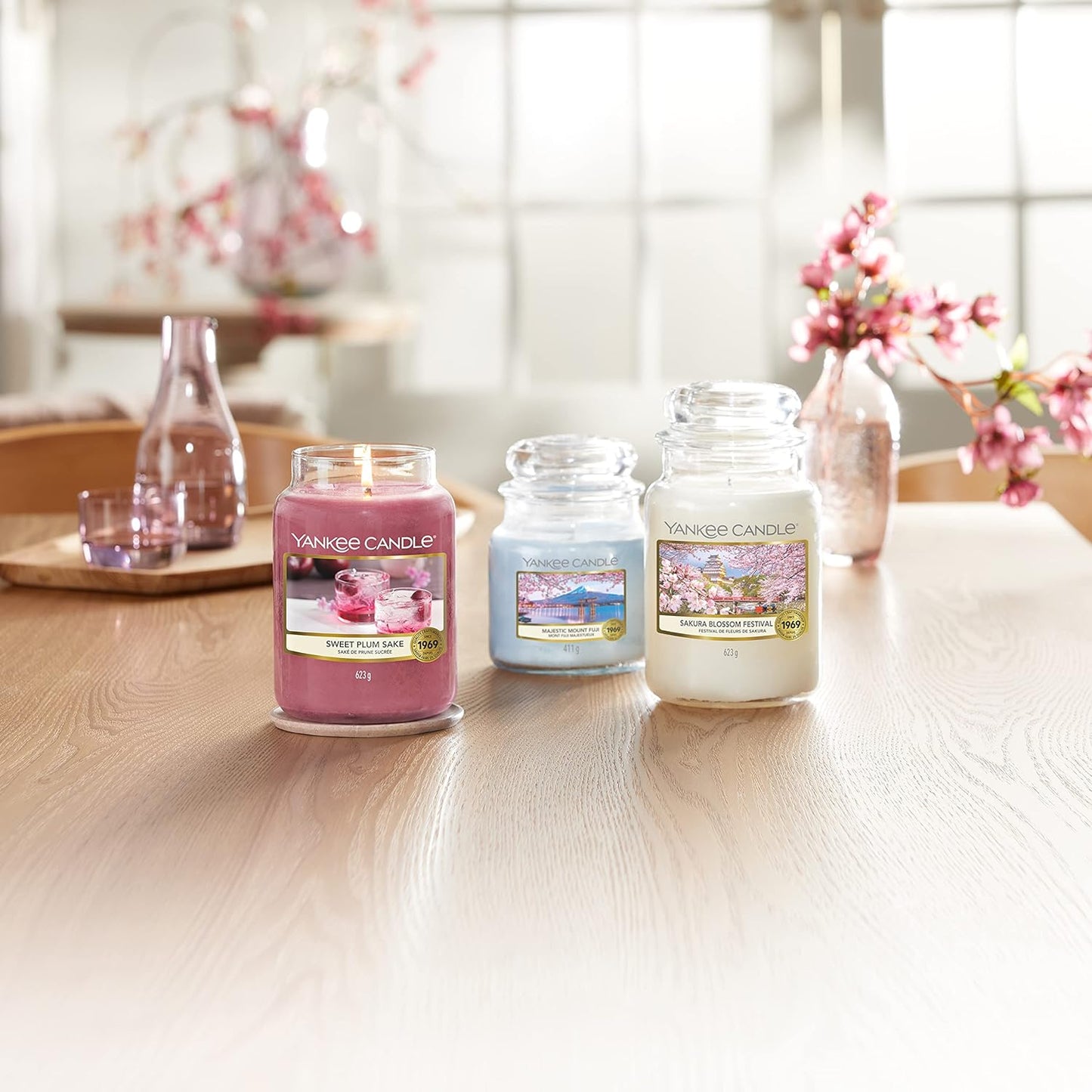 Yankee Candle Scented Candle | Sweet Plum Sake Large Jar Candle | Sakura Blossom Festival Collection | Burn Time: Up to 150 Hours | Great for Gifting