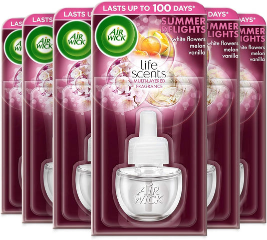 Airwick Life Scents Air Freshener, Electrical Plug In Refill, Summer Delights -114ml (6 Refills x 19ml)