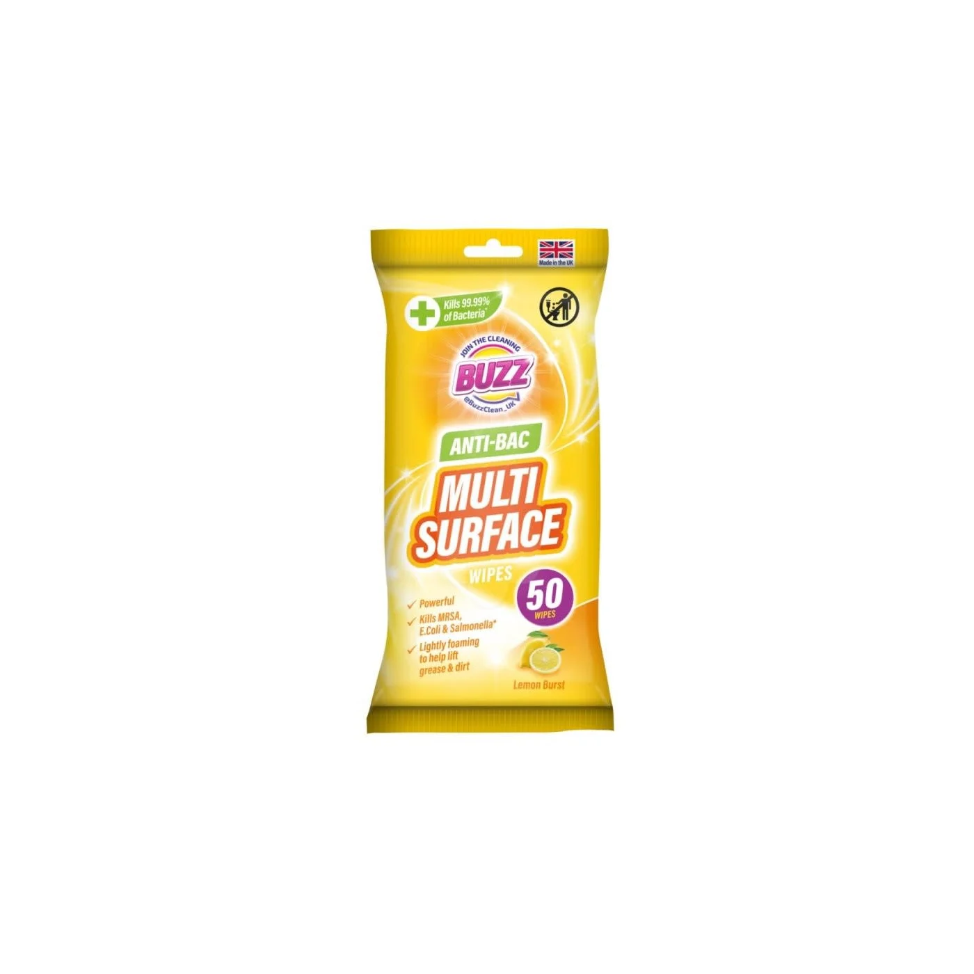 Pack of 50 Buzz Multi Surface Wipes